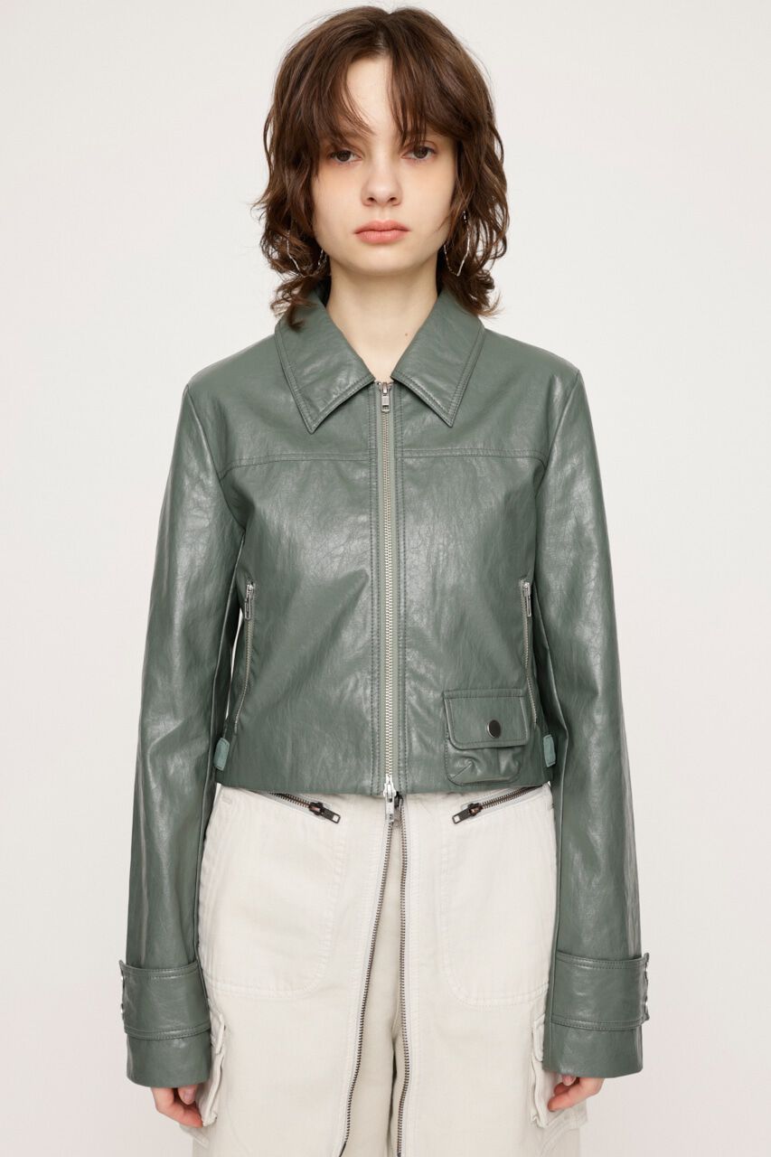 SLY「CROP F／LEATHER ZIP ジャケット」|その他|