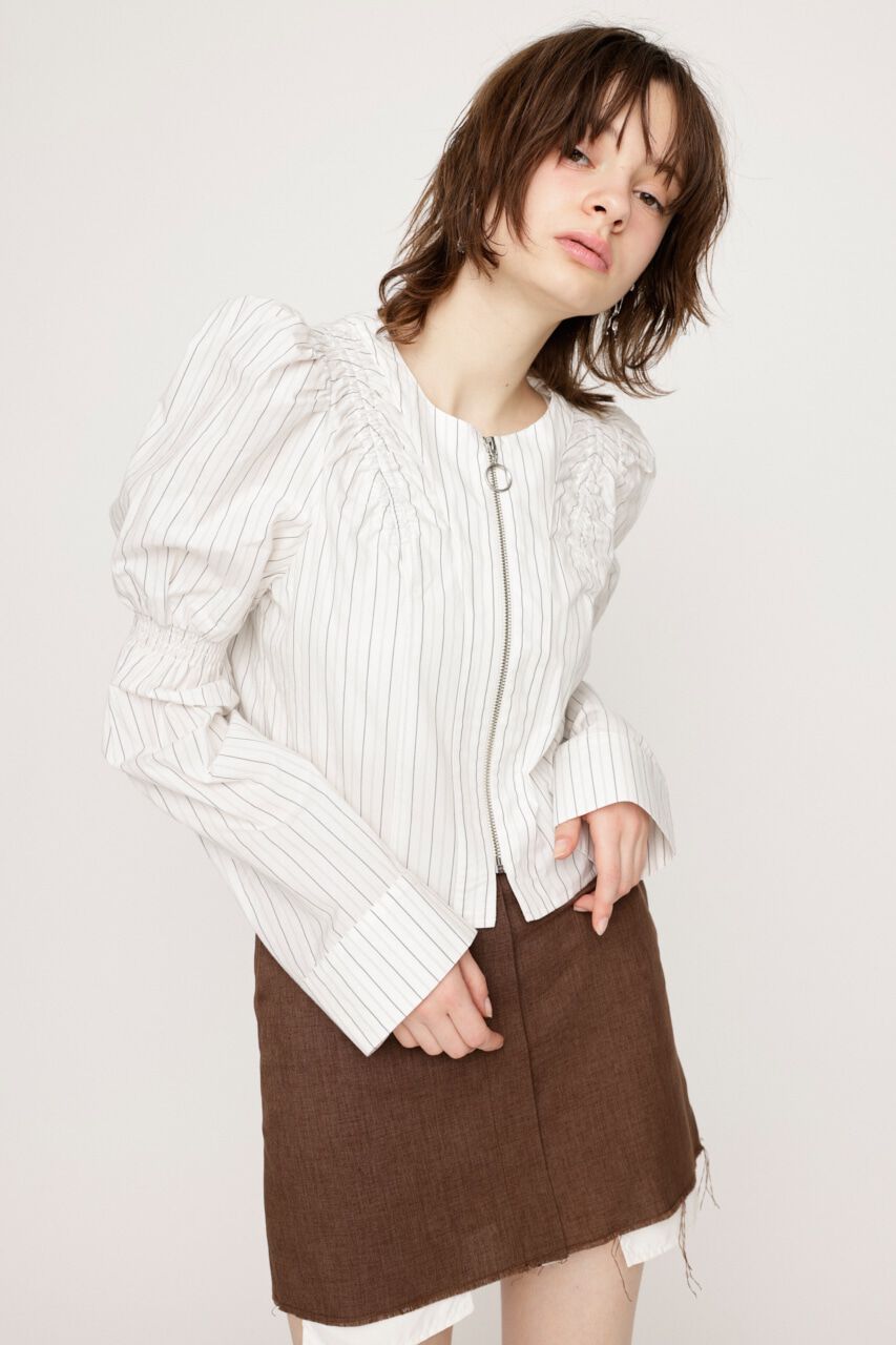SLY「FRONT ZIP SHIRRING ブラウス」|シャツ・ブラウス|