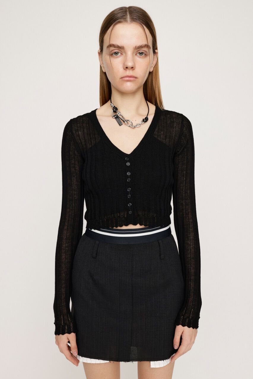 SLY「SHEER CROCHET HG カーディガン」|カーディガン|BLK