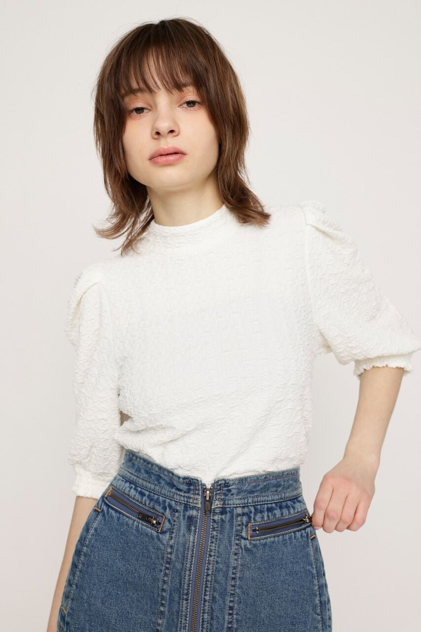 SLY「PUFF SLEEVE GATHER CUT トップス」|Tシャツ・カットソー|