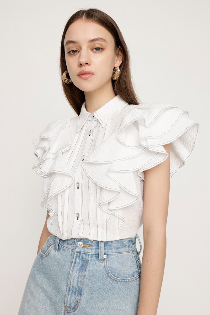 SLY「2WAY SEERSUCKER FRILL ブラウス」|シャツ・ブラウス|