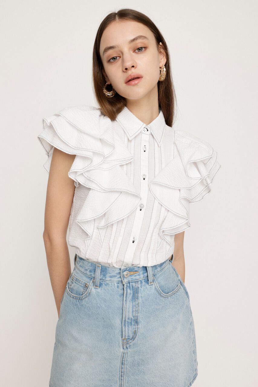 SLY「2WAY SEERSUCKER FRILL ブラウス」|シャツ・ブラウス|