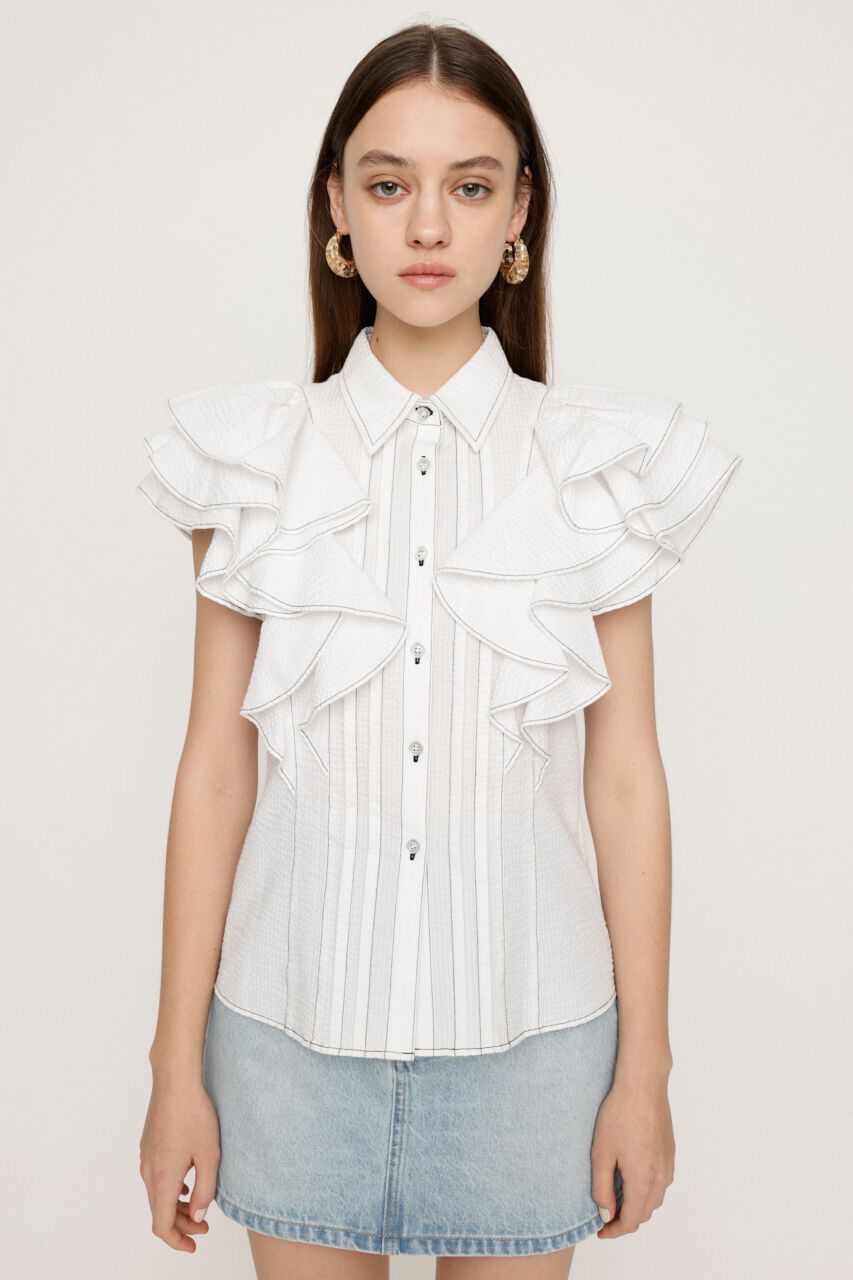 SLY「2WAY SEERSUCKER FRILL ブラウス」|シャツ・ブラウス|