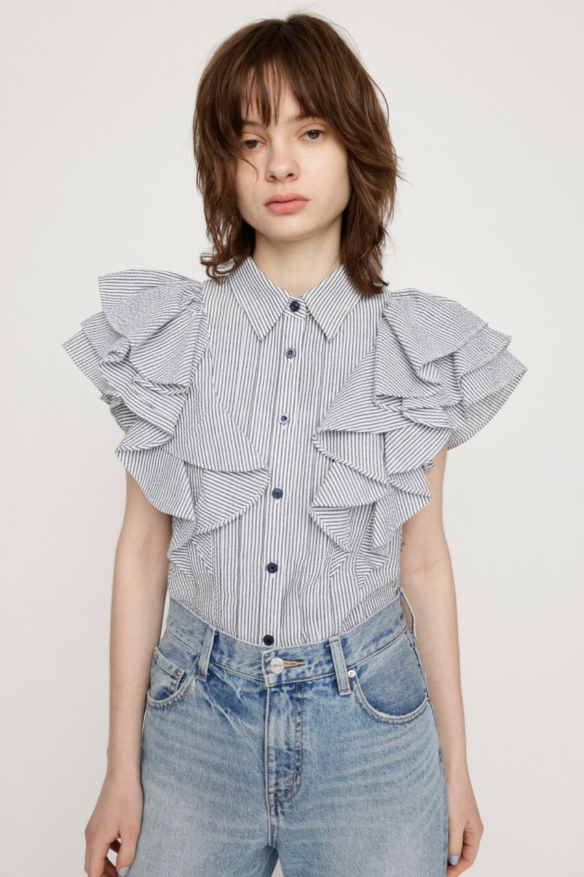 SLY「2WAY SEERSUCKER FRILL ブラウス」|シャツ・ブラウス|