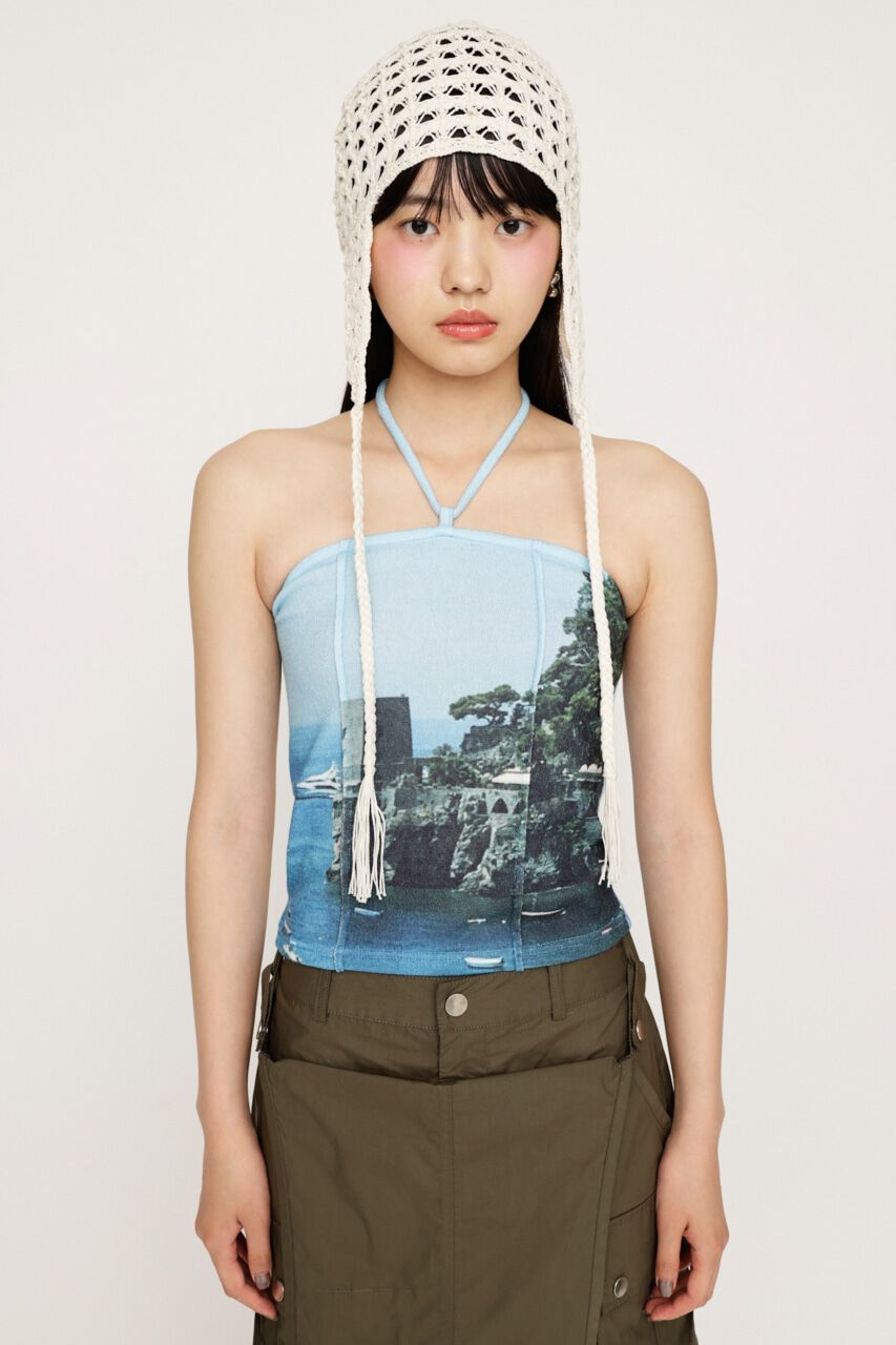 SLY「PHOTO PRINT BARE トップス」|チューブトップ|