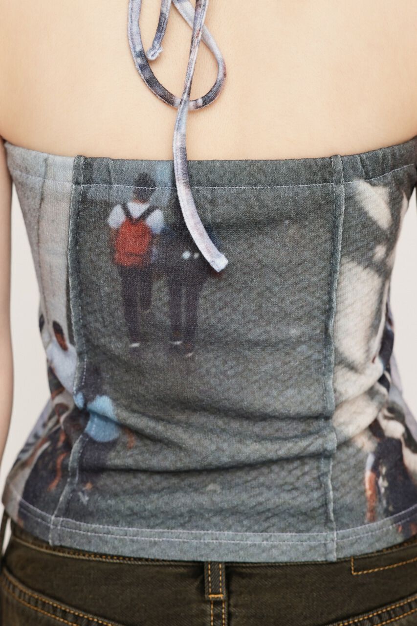 SLY「PHOTO PRINT BARE トップス」|チューブトップ|