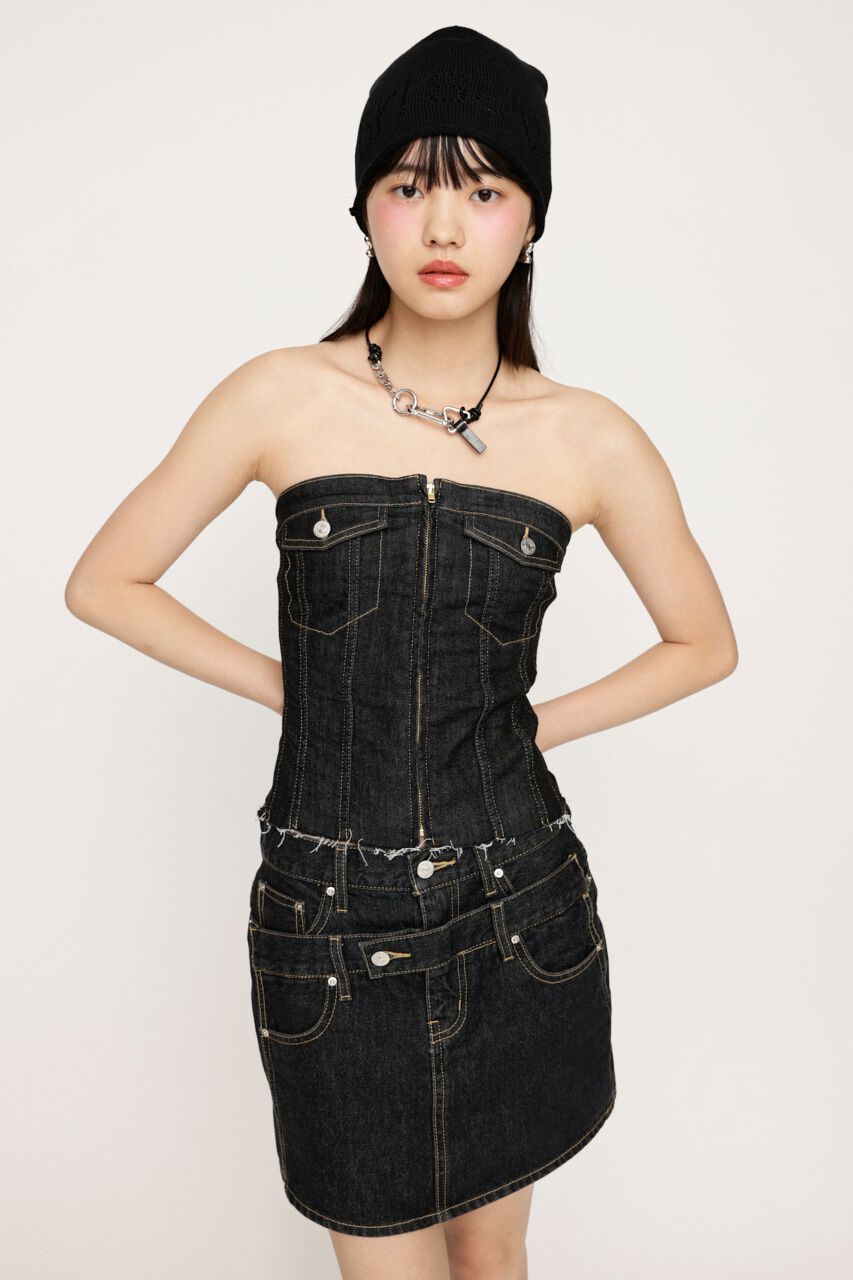 SLY「FRONT ZIP CORSET-E」|チューブトップ|