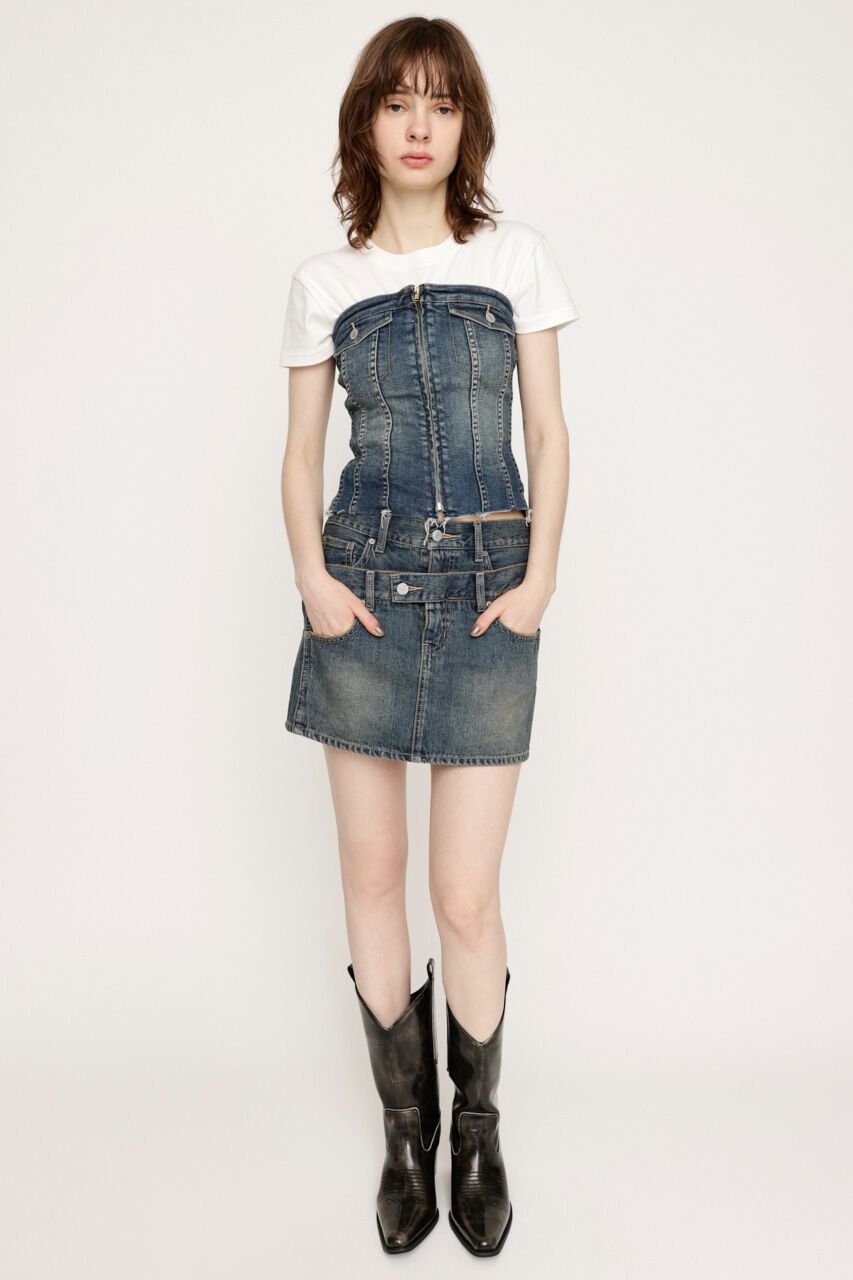 SLY「FRONT ZIP CORSET-E」|チューブトップ|