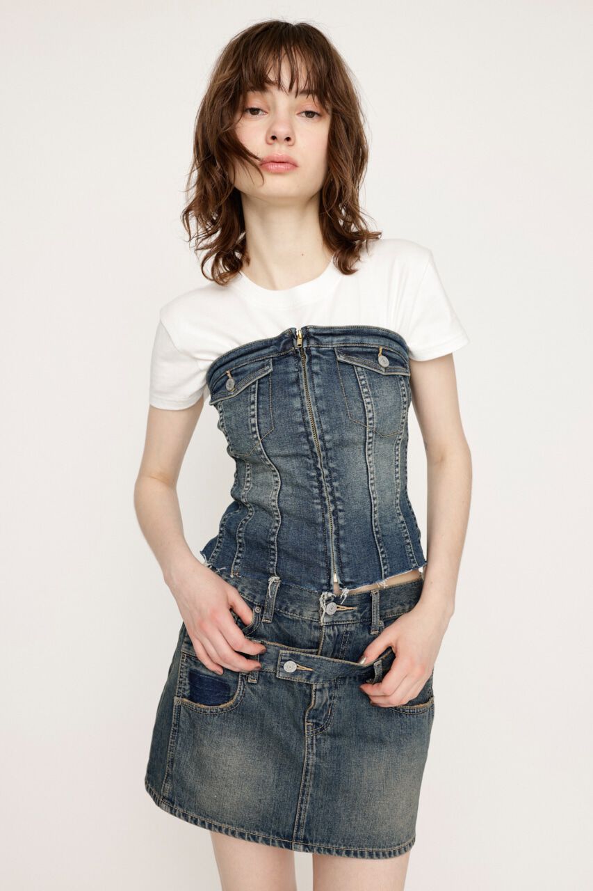 SLY「FRONT ZIP CORSET-E」|チューブトップ|