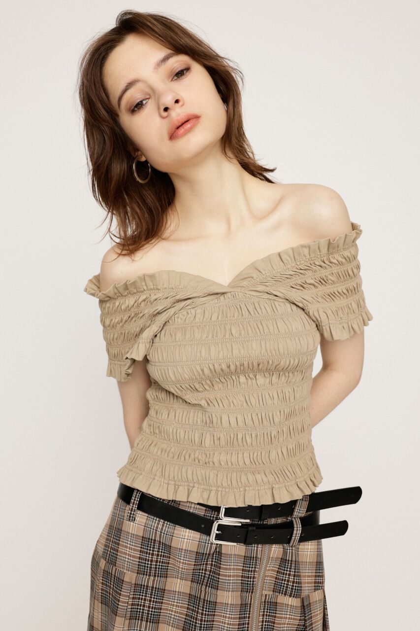 SLY「2WAY SHIRRING BUSTIER トップス」|タンクトップ|