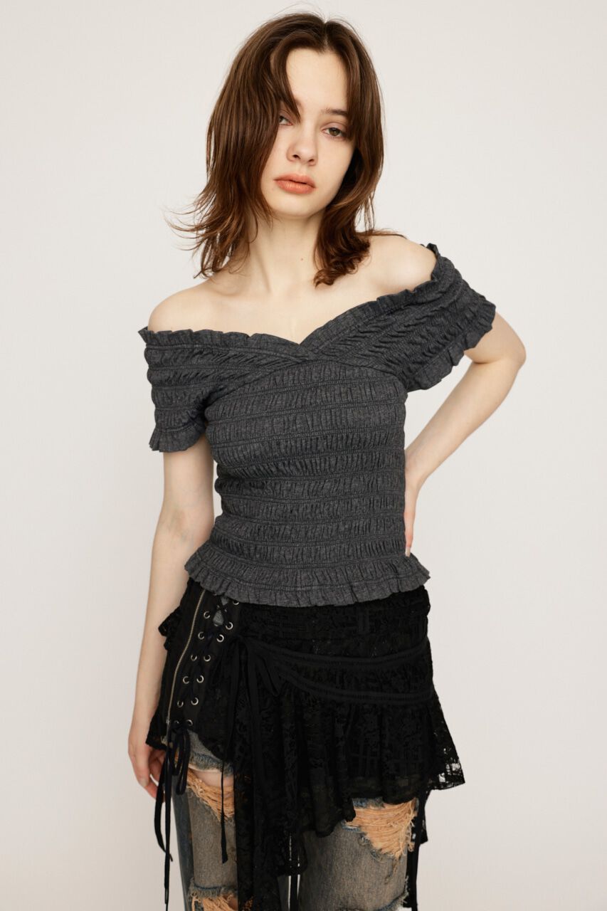 SLY「2WAY SHIRRING BUSTIER トップス」|タンクトップ|