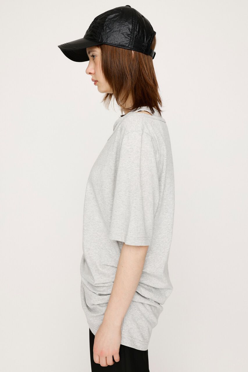 SLY「CROSS NECK SHIRRING HEM トップス」|Tシャツ・カットソー|