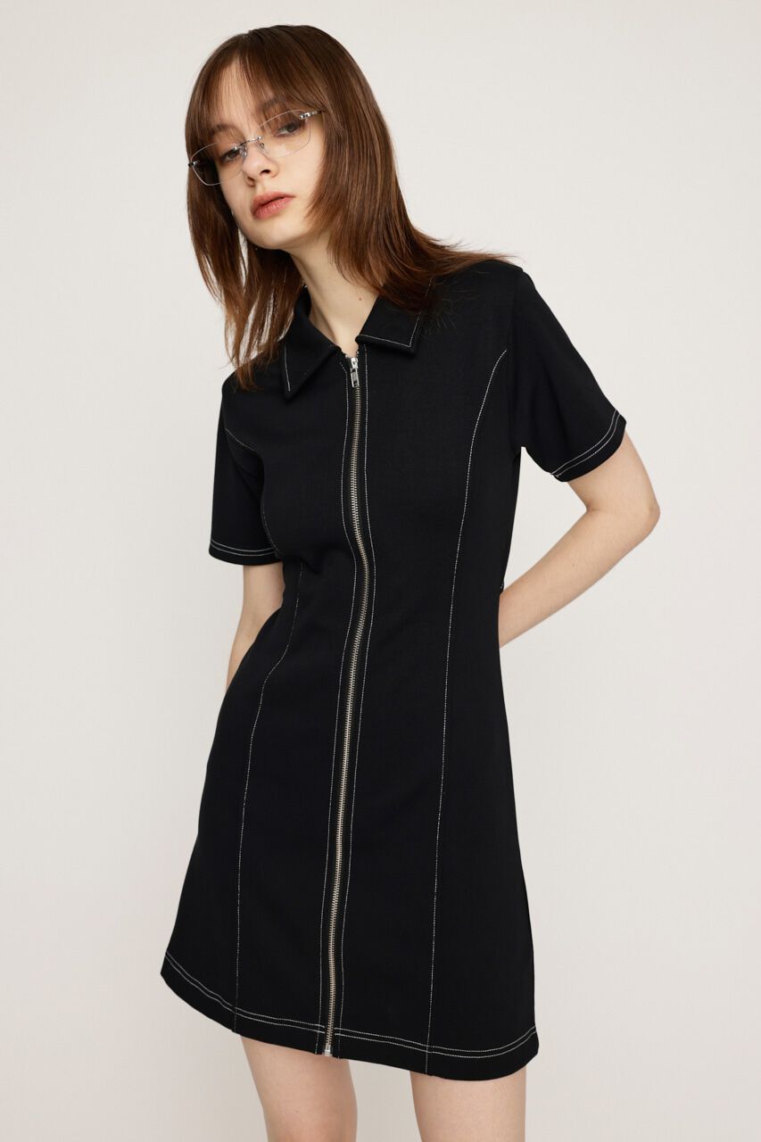 SLY「FRONT ZIP BACK OPEN ショートワンピース」|ワンピース|