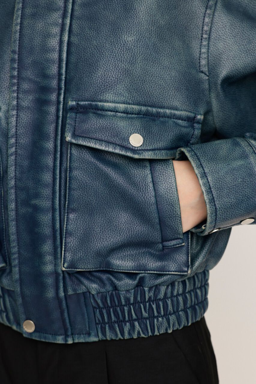 SLY「AGING F／LEATHER FLIGHT ジャケット」|ブルゾン・スタジャン|