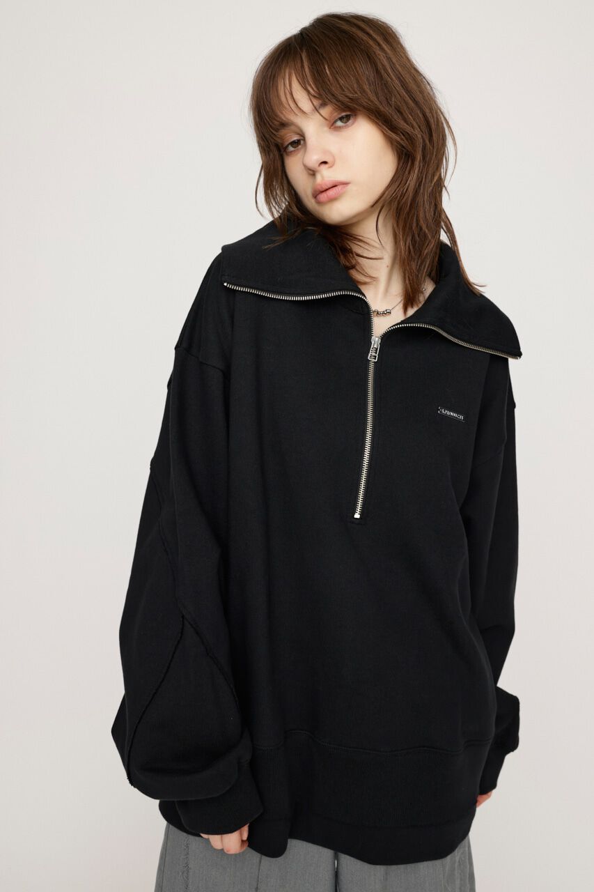 SLY「HALF ZIP LOGO OVER トップス」|Tシャツ・カットソー|BLK