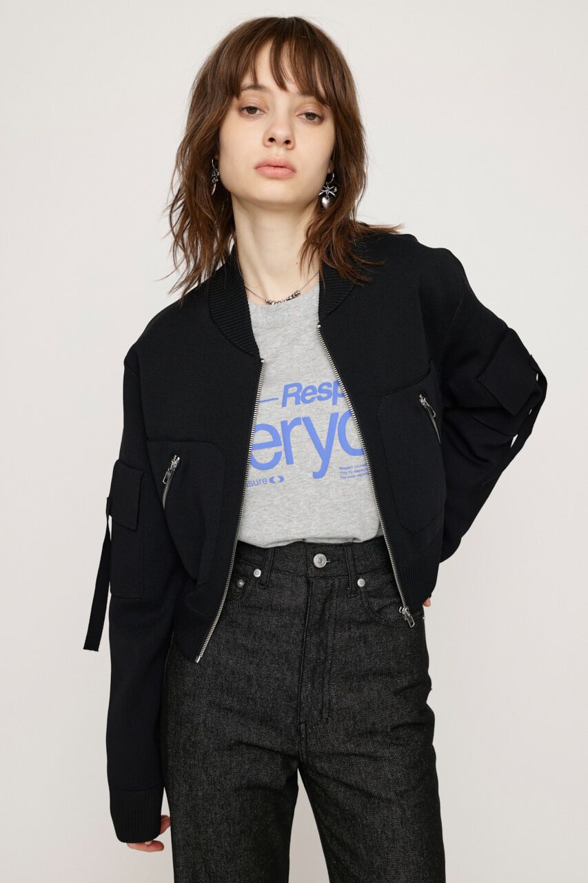 SLY「FINE TOUCH KNIT ブルゾン」|ブルゾン・スタジャン|BLK