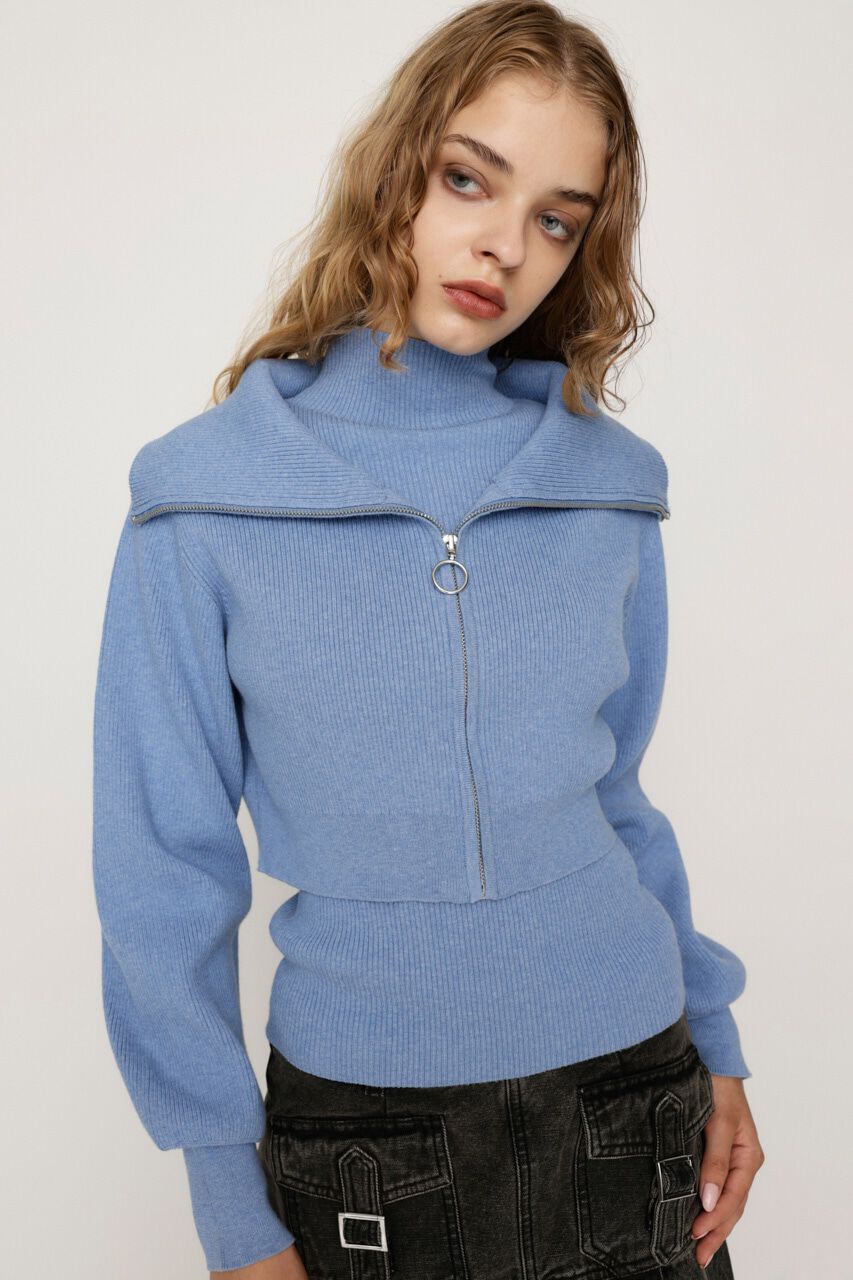 SLY「COLLAR ZIP CROP 2P トップス」|ニット・セーター|