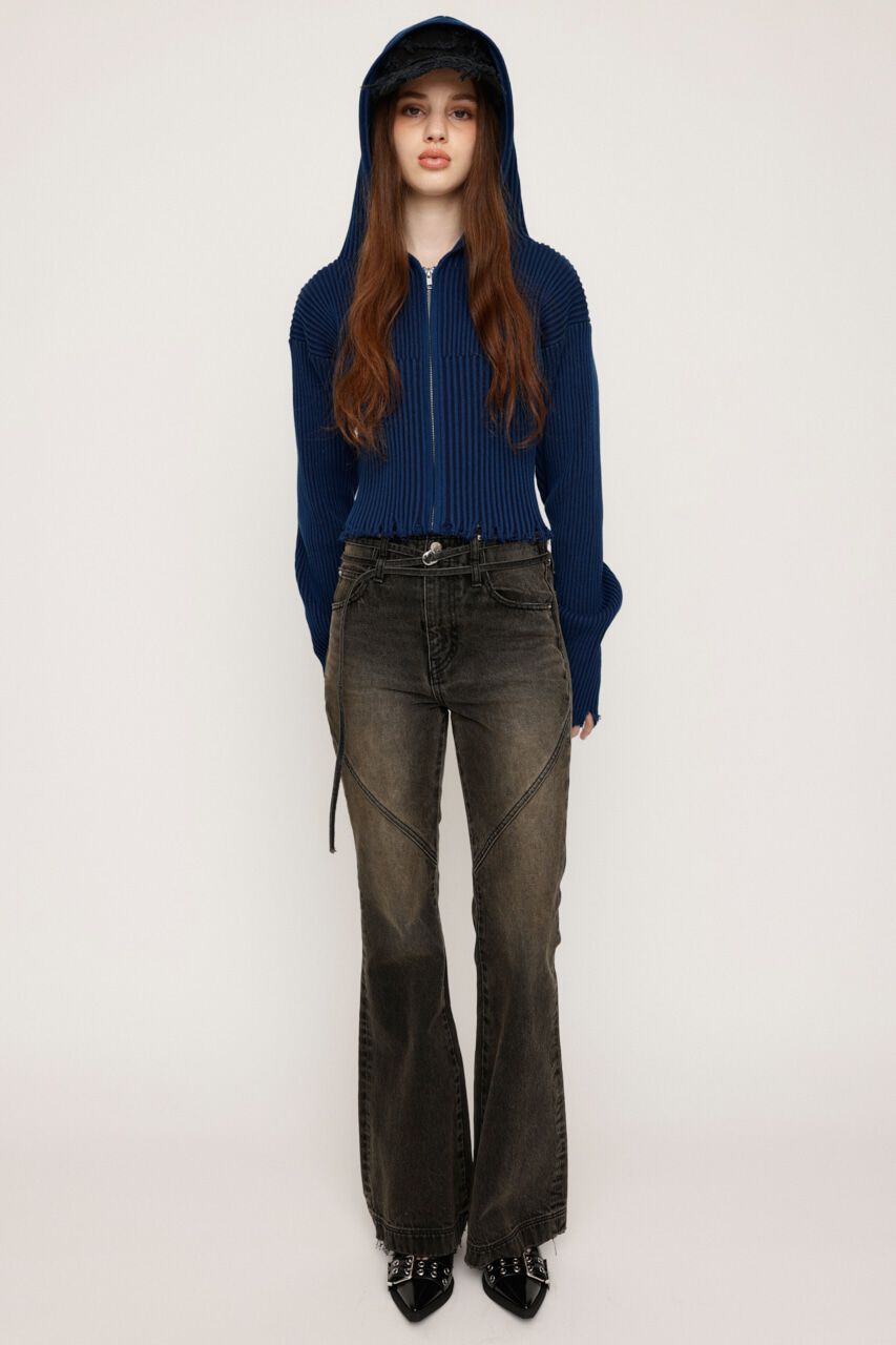 SLY「CRUSH KNIT HOODIE」|カーディガン|