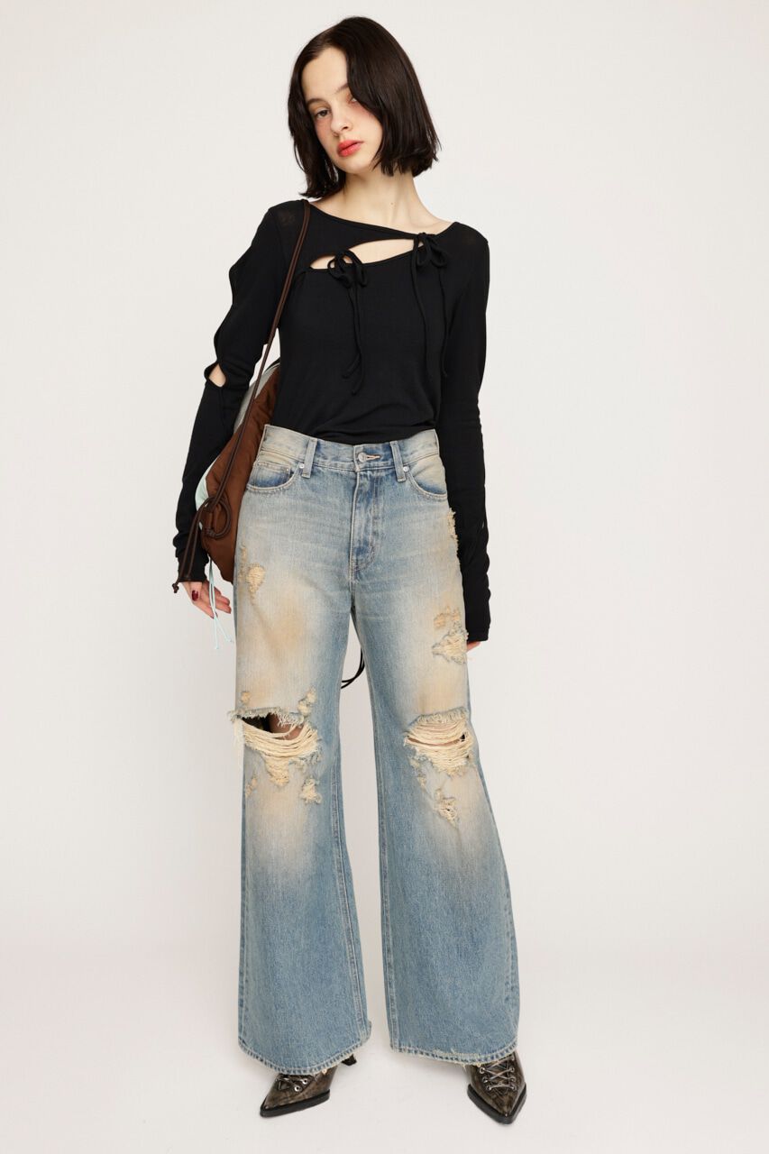 SLY「DAMAGE J／W FLARE PT-C」|デニム|