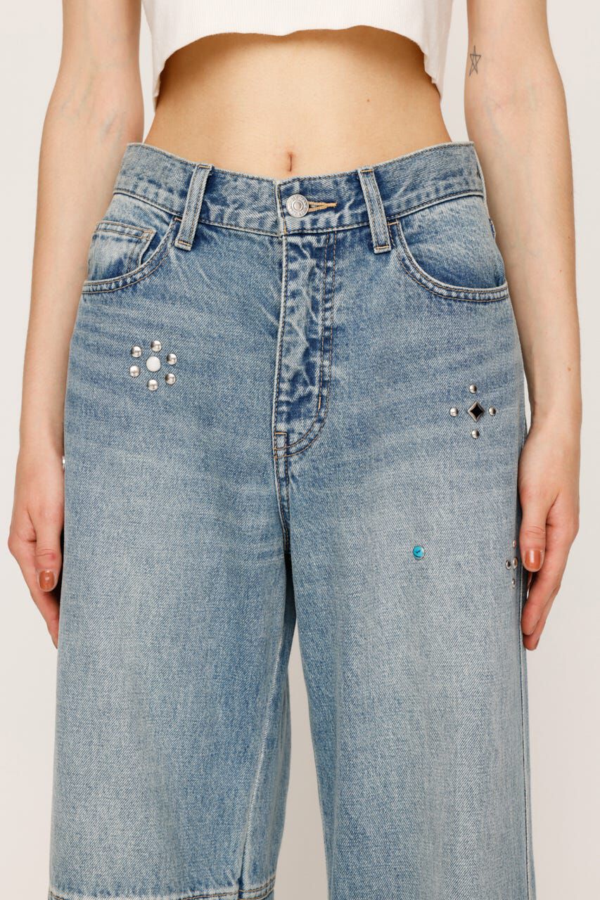 SLY「STUDS SEAM DESIGN FLARE PT-B」|デニム|