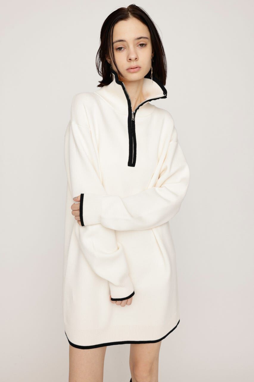 SLY「HALF ZIP HN KNIT ショートワンピース」|ワンピース|