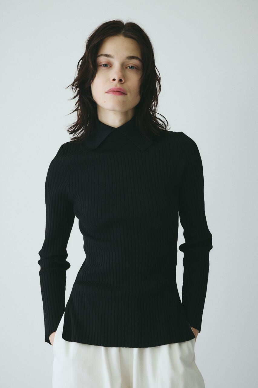 HeRIN.CYE「Stand collar knit top」|ニット・セーター|BLK