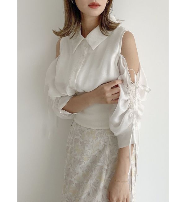 dazzlin「ギャザーパステルリブブラウス」|シャツ・ブラウス|