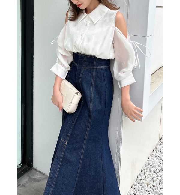 dazzlin「ギャザーパステルリブブラウス」|シャツ・ブラウス|