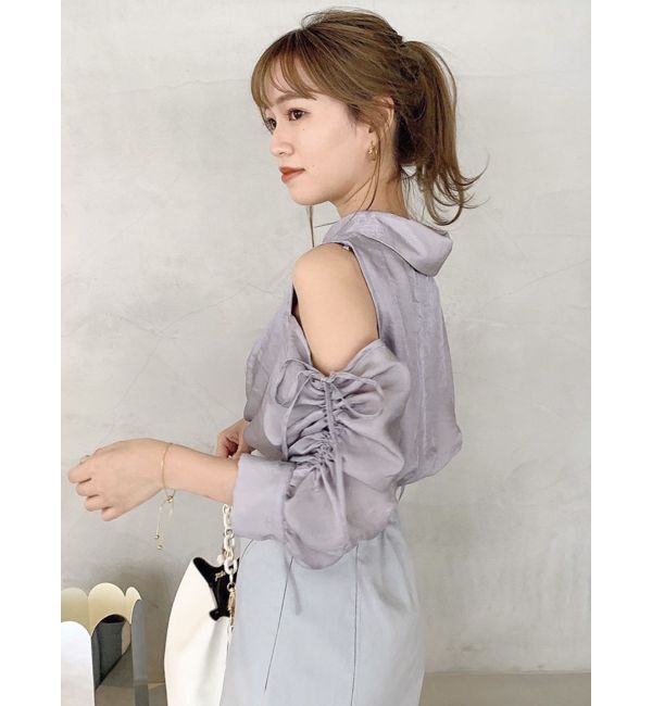 dazzlin「ギャザーパステルリブブラウス」|シャツ・ブラウス|