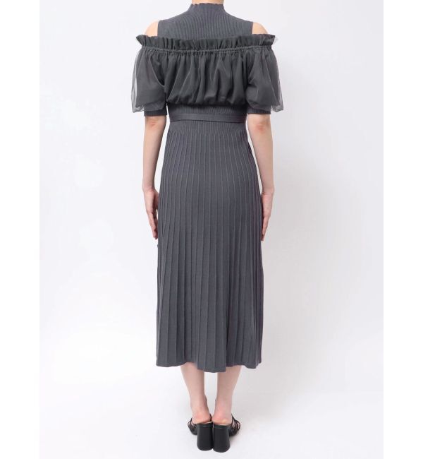 MERCURYDUO「異素材ドッキングオフショルニットハーフスリーブワンピース」|ワンピース|