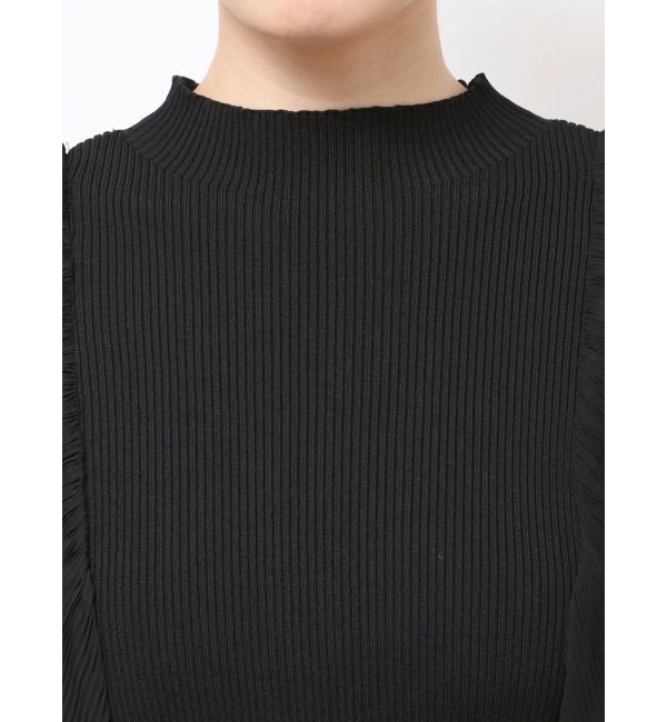 MERCURYDUO「異素材プリーツラッフルリブニット」|ニット・セーター|