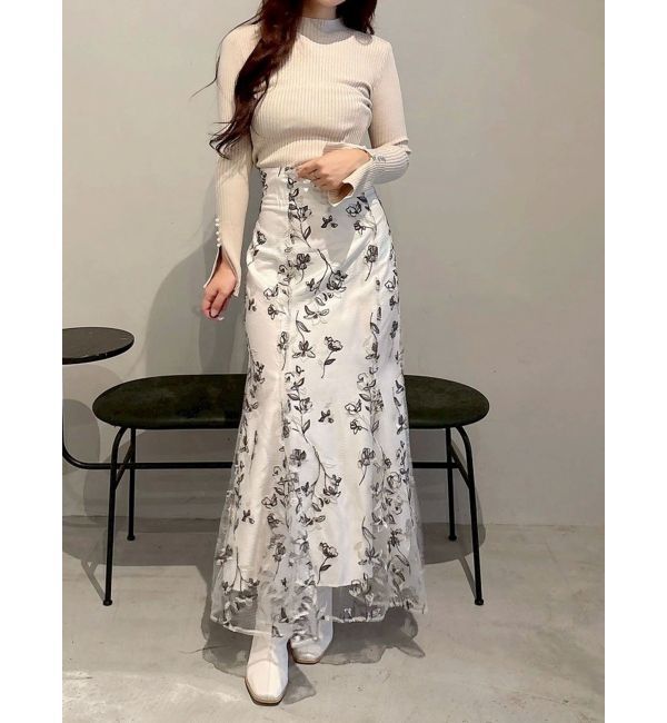 MERCURYDUO「フレアスリーブハイネックリブニット」|ニット・セーター|