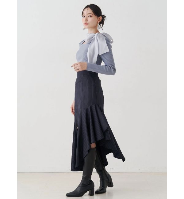 MERCURYDUO「異素材リボンカットアウトニット」|ニット・セーター|