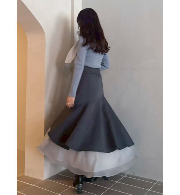 MERCURYDUO「異素材リボンカットアウトニット」|ニット・セーター|