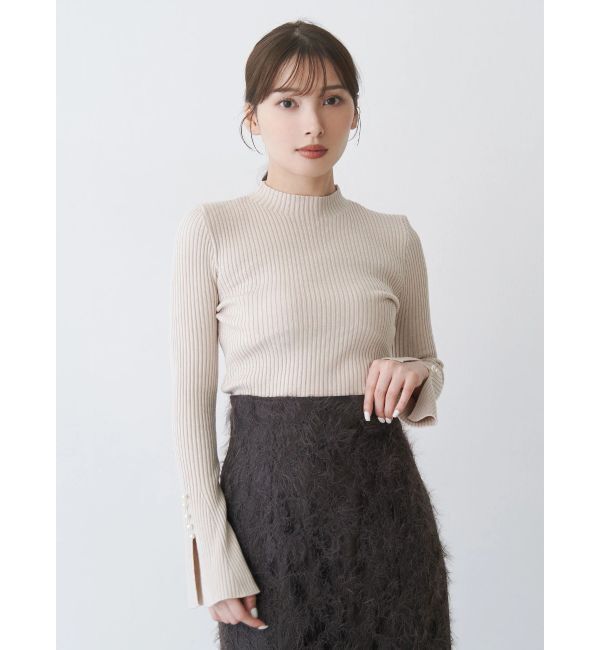 MERCURYDUO「【追加生産】フレアスリーブハイネックリブニット」|ニット・セーター|