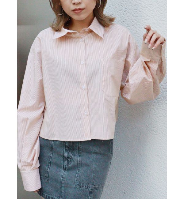 MURUA「クロップドストライプシャツ」|シャツ・ブラウス|イエロー