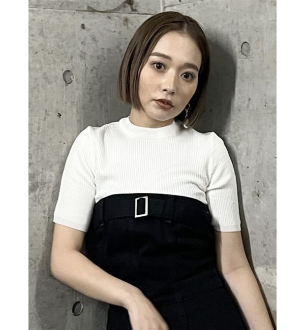 MURUA「ハーフスリーブタイトリブニット」|ニット・セーター|