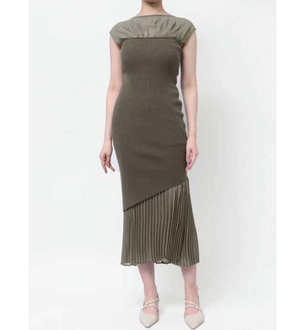 LAGUNAMOON「シフォンプリーツニットドッキングワンピース」|ワンピース|