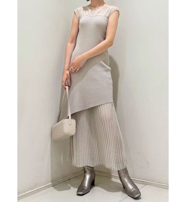 LAGUNAMOON「シフォンプリーツニットドッキングワンピース」|ワンピース|