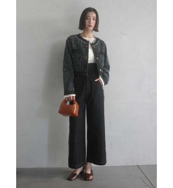 LAGUNAMOON「ハイウエストラインディティールデニムパンツ」|デニム|