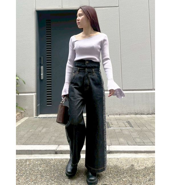 LAGUNAMOON「シアーパターンカフスリブニットプルオーバー」|ニット・セーター|