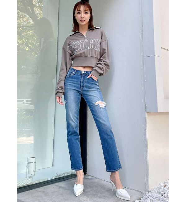 GYDA「M/Wダメージストレートデニムパンツ」|デニム|