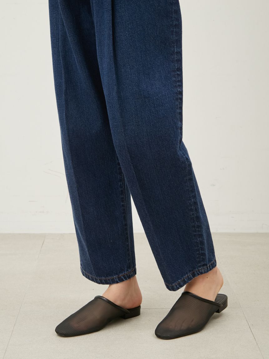 Mila Owen「センタープレスタックワイドテーパードデニムパンツ【ウォッシャブル】」|デニム|