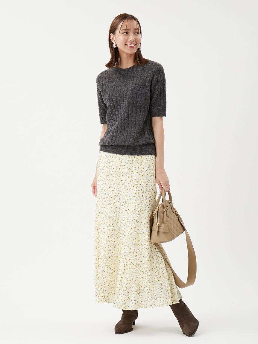 Mila Owen「シアーケーブルアンサンブル半袖プルオーバー」|ニット・セーター|