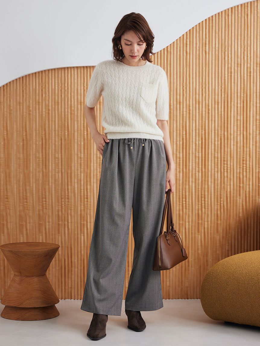 Mila Owen「シアーケーブルアンサンブル半袖プルオーバー」|ニット・セーター|