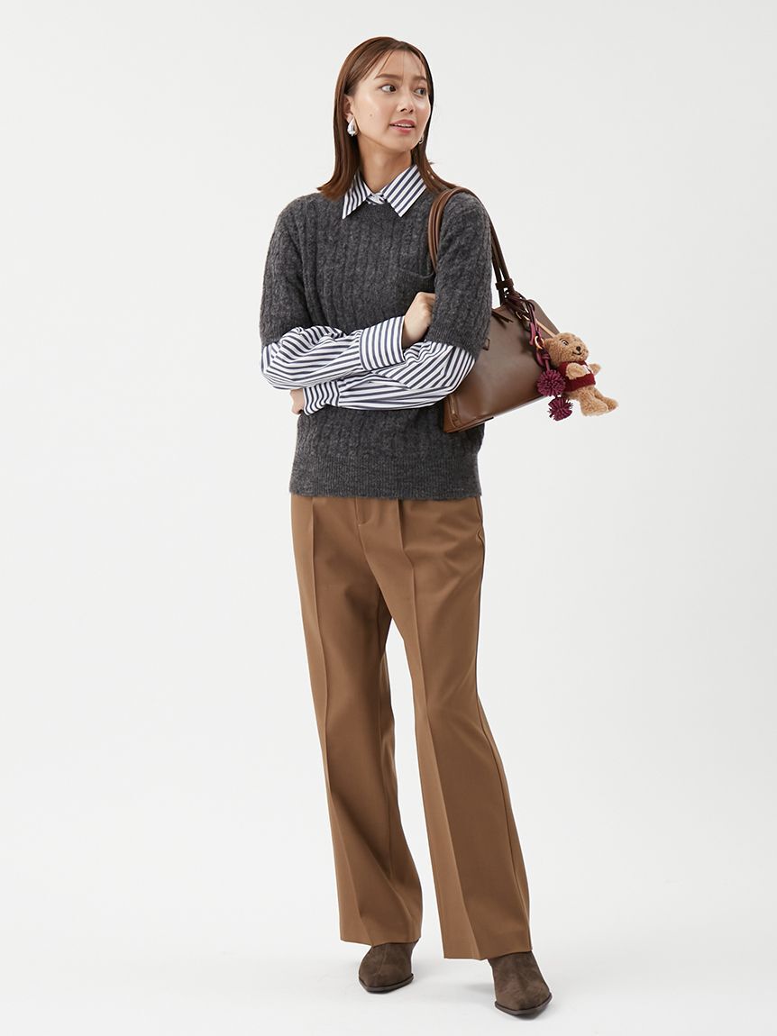 Mila Owen「シアーケーブルアンサンブル半袖プルオーバー」|ニット・セーター|