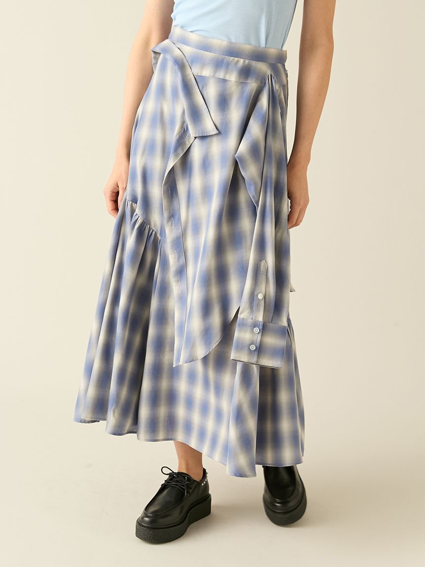 FURFUR「シャツドッキングチェックスカート」|スカート|