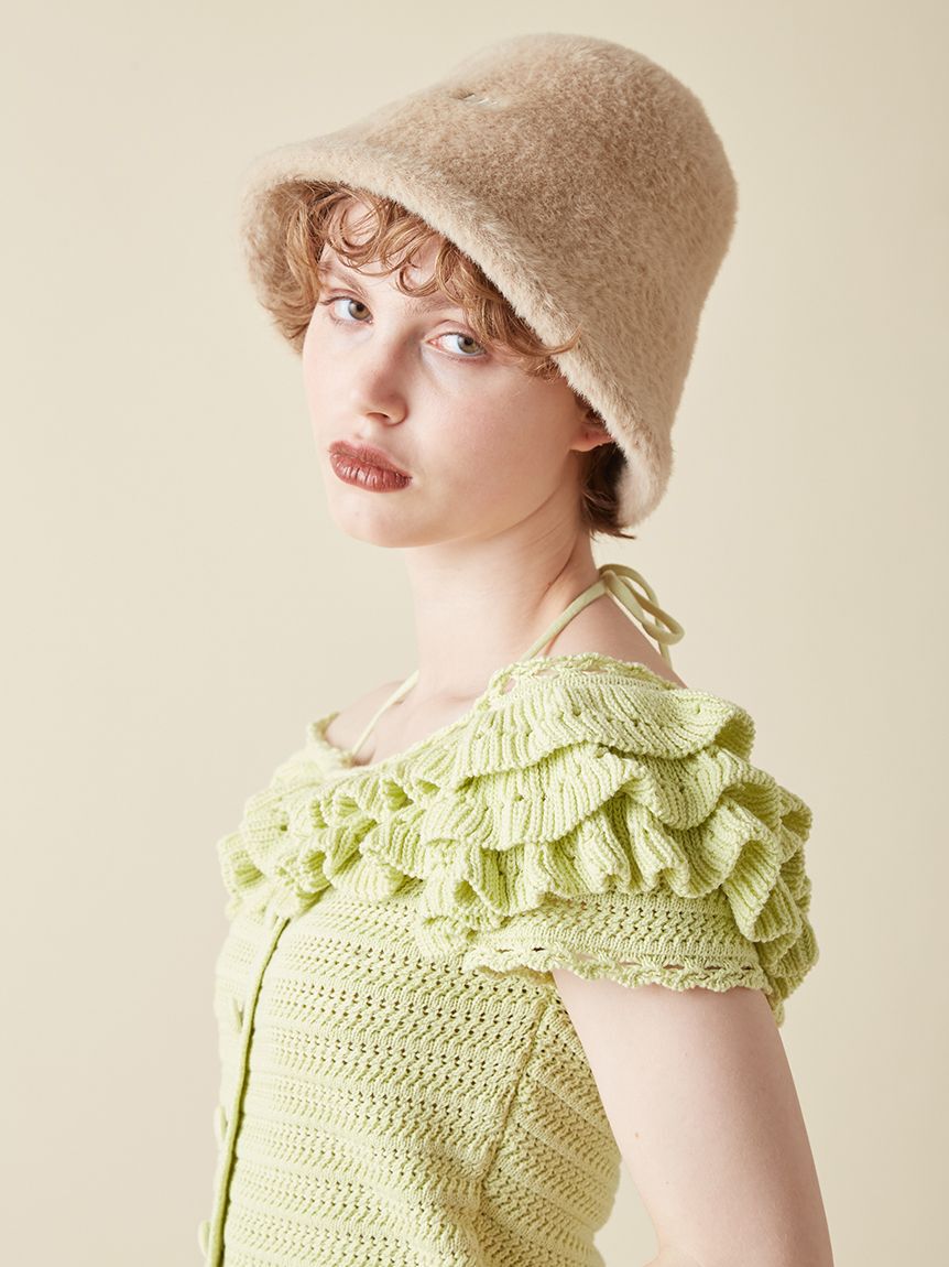 FURFUR「ロゴ刺繍エコファーバケットハット」|ハット|