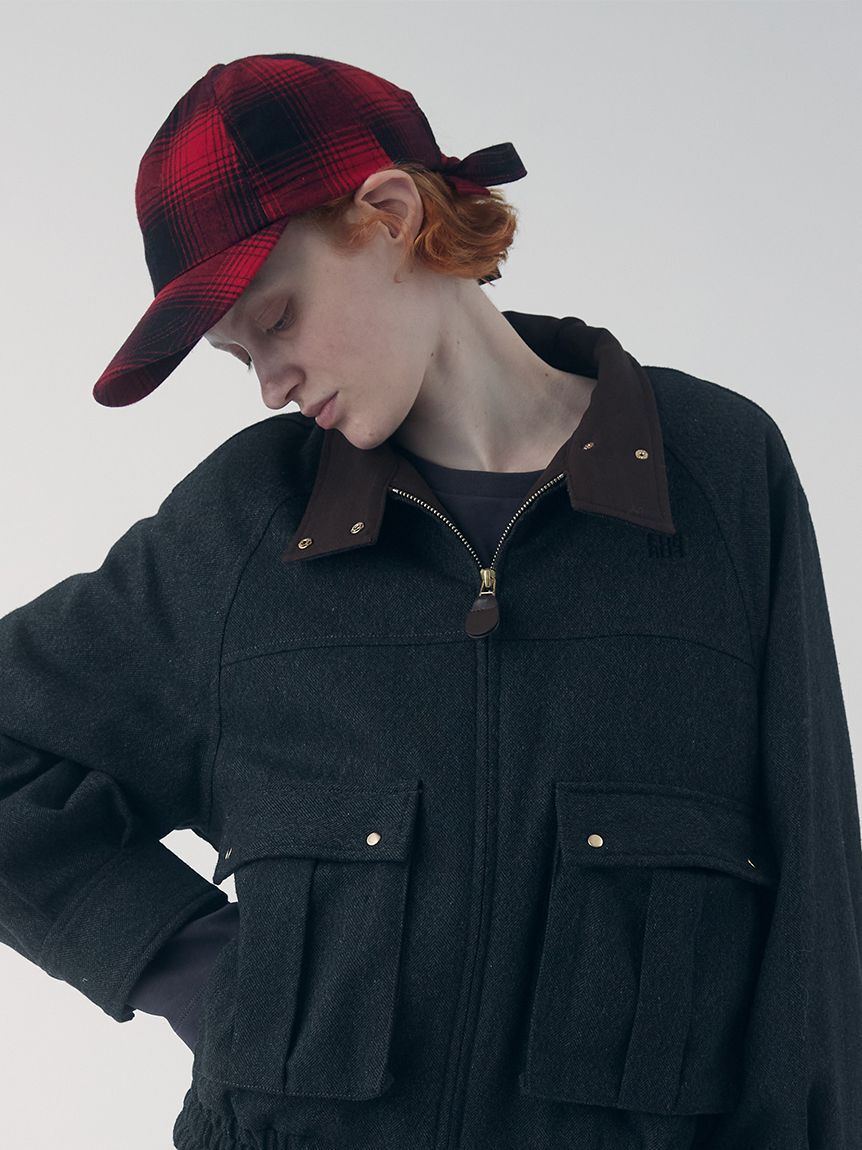 FURFUR「バックリボンチェック柄キャップ」|キャップ・キャスケット|