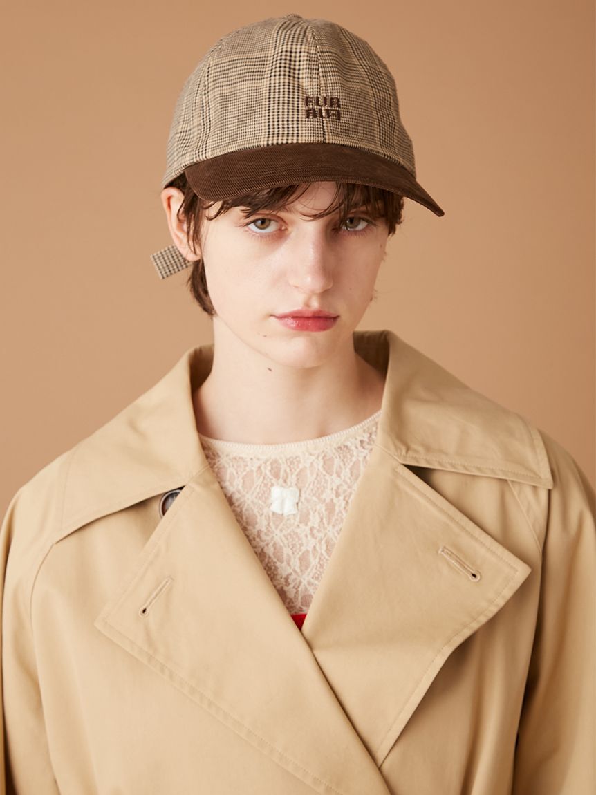 FURFUR「バックリボンチェック柄キャップ」|キャップ・キャスケット|